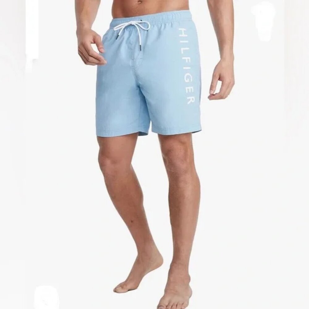 NEW Tommy Hilfiger Men’s Swim Trunks 7” Logo Quick Dry XL Baby Blue